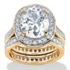 Palm Beach Jewelry 6.48 Tcw Cz 2-piece Eternity Bridal Ring Set Gold-plated Sterling Silver In White