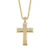 Palm Beach Jewelry .65 Cttw. Gold-plated Round Cubic Zirconia Cross Pendant Necklace 20" In White