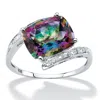 Palm Beach Jewelry 6.56 Tcw Cushion-cut Genuine Fire Topaz .925 Sterling Silver Bypass Ring In Multi