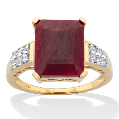Palm Beach Jewelry 6.65 Tcw Genuine Ruby Topaz 14k Gold/silver Ring In Yellow