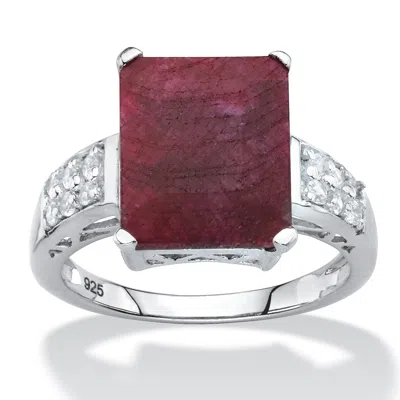 Palm Beach Jewelry 6.65 Tcw Genuine Ruby Topaz .925 Silver Ring In White