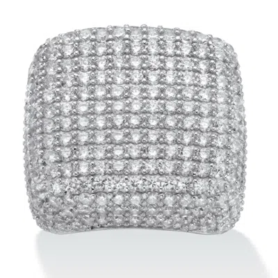 Palm Beach Jewelry 6.76 Tcw Round Cubic Zirconia Pave .925 Sterling Silver Dome Ring In White