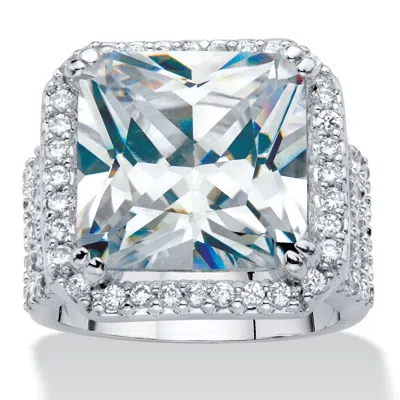 Palm Beach Jewelry 6.82 Tcw Cz Silvertone Halo Bridge Ring In White
