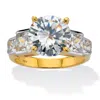 Palm Beach Jewelry 6.86 Cttw Round Cubic Zirconia 18k Gold Plated Silver Step Top Engagement Ring