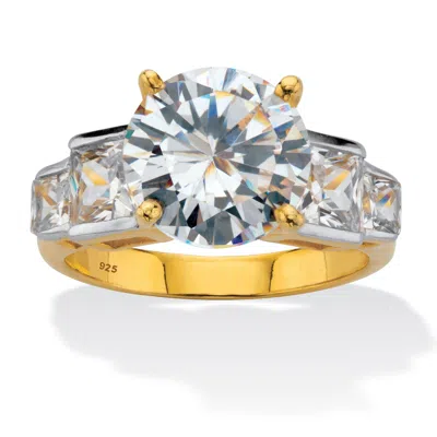 Palm Beach Jewelry 6.86 Cttw Round Cubic Zirconia 18k Gold Plated Silver Step Top Engagement Ring