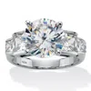 Palm Beach Jewelry 6.86 Cttw Round Cubic Zirconia Step Top Platinum Plated Silver Engagement Ring