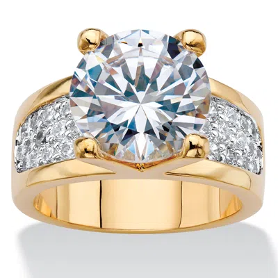 Palm Beach Jewelry 6.96 Tcw Cz 14k Gp Bridge Engagement Ring In Yellow