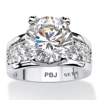 Palm Beach Jewelry 6.96 Tcw Round Cubic Zirconia Ring Platinum Plated In White