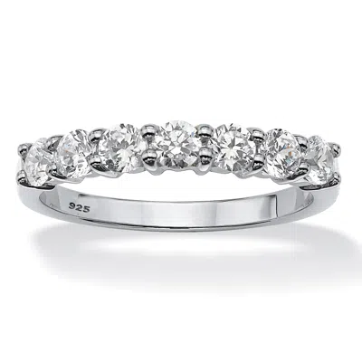 PALM BEACH JEWELRY .70 TCW CUBIC ZIRCONIA PLATINUM-PLATED SILVER RING