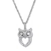 Palm Beach Jewelry .70 Tcw Round Cubic Zirconia Silvertone Owl Pendant Necklace 18-inch