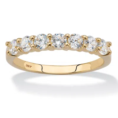 Palm Beach Jewelry .70 Tcw Round Cubic Zirconia Solid 10k Yellow Gold Anniversary Stack Band Ring In White