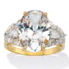 Palm Beach Jewelry 7.01 Cttw Oval Cut Cubic Zirconia 18k Gold Plated Silver Engagement Ring