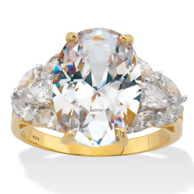Palm Beach Jewelry 7.01 Cttw Oval Cut Cubic Zirconia 18k Gold Plated Silver Engagement Ring In White