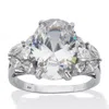 Palm Beach Jewelry 7.01 Cttw Oval Cut Cubic Zirconia Platinum Plated Silver Engagement Ring