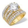 Palm Beach Jewelry 7.15 Tcw Cubic Zirconia 14k Gold-plated Sterling Silver Scoop Engagement Ring In White