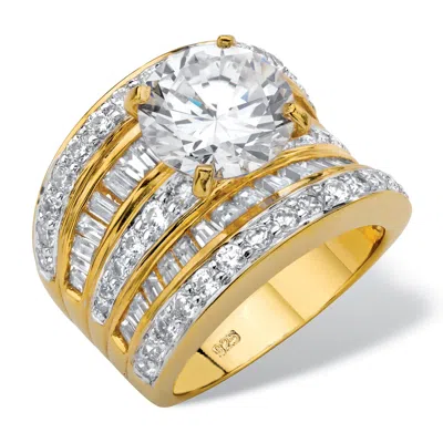 Palm Beach Jewelry 7.15 Tcw Cubic Zirconia 14k Gold-plated Sterling Silver Scoop Engagement Ring In White