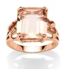 Palm Beach Jewelry 7.25 Carat T. W. Emerald-cut Simulated Morganite Ring In Rose Gold-plated Silver In Pink