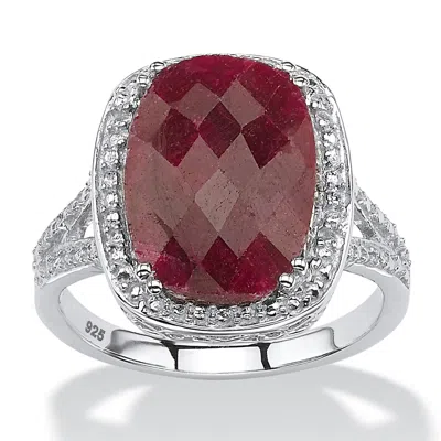 Palm Beach Jewelry 7.25 Tcw Genuine Ruby Ring In .925 Sterling Silver In Red