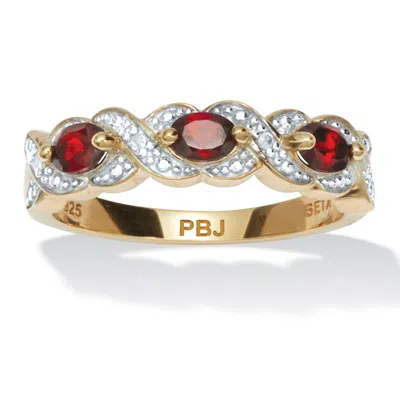 Palm Beach Jewelry .74 Tcw Genuine Red Garnet 18k Gold-plated Ring In Yellow