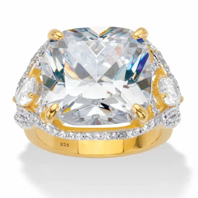 Palm Beach Jewelry 7.40 Cttw. Cushion Cubic Zirconia 14k Gold-plated Silver Engagement Ring In White