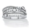 Palm Beach Jewelry .75 Cttw .925 Sterling Silver Cubic Zirconia Multi-band Highway Ring