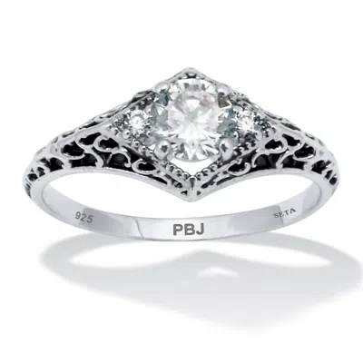 Palm Beach Jewelry .75 Tcw Cz Antiqued Sterling Silver Ring In White
