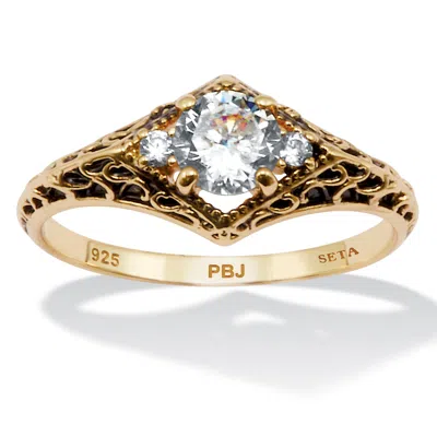 Palm Beach Jewelry .75 Tcw Cz Gold-plated Sterling Silver Ring In Yellow