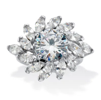 Palm Beach Jewelry 7.50 Cttw. Round And Marquise Cut Platinum-plated Sterling Silver Cocktail Ring In White