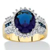 Palm Beach Jewelry 7.64 Cttw. Simulated Blue Sapphire And Cubic Zirconia Gold-plated Halo Ring In Blue