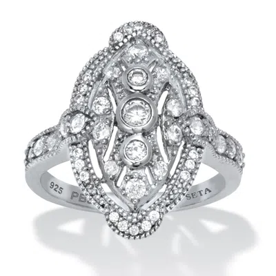 Palm Beach Jewelry .77 Tcw Cz Platinum-plated Sterling Silver Ring In White