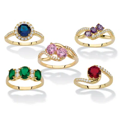 Palm Beach Jewelry 7.79 Tcw Simulated Gem/cz Gold-plated Ring Set In Yellow