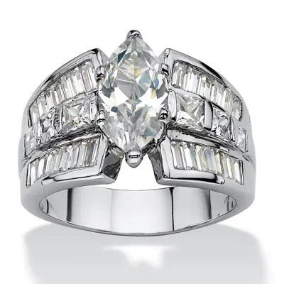 Palm Beach Jewelry 7.87 Tcw Marquise-cut Cubic Zirconia Platinum-plated Engagement Anniversary Ring In White