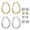 Palm Beach Jewelry 8 Cttw. Cz Goldtone And Silvertone 6-pair Set Of Stud And Hoop Earrings In Yellow