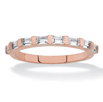 Palm Beach Jewelry .80 Tcw Cz Rose Gold-plated Stack Ring In Multi