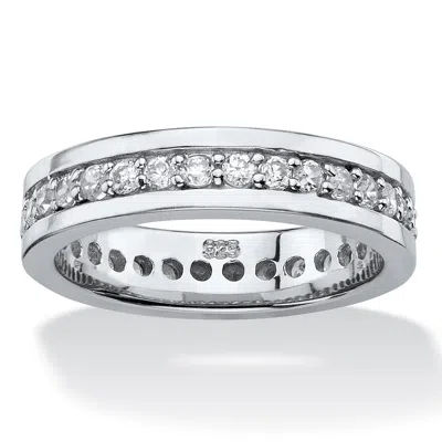 Palm Beach Jewelry .80 Tcw Round Cubic Zirconia Platinum-plated Silver Eternity Channel Ring In White