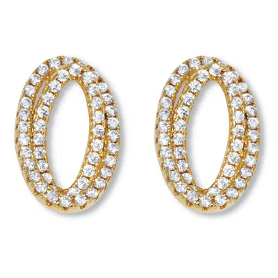 Palm Beach Jewelry .80 Tcw Round Cz 14k Yellow Gold-plated Concentric Circle Drop Earrings