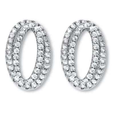 Palm Beach Jewelry .80 Tcw Round Cz Platinum-plated Ear Concentric Circle Earrings