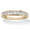 Palm Beach Jewelry .81 Tcw Channel-set Cz Ring In 18k Yellow Gold-plated Sterling Silver In White