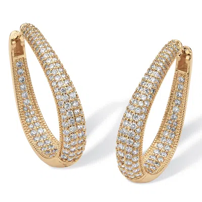 Palm Beach Jewelry 8.10 Tcw Cubic Zirconia Yellow Gold-plated Inside-out Huggie-hoop Earrings In White