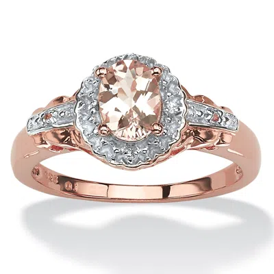 Palm Beach Jewelry .82 Cttw Genuine Pink Morganite And Topaz Rose Gold-plated Silver Halo Ring