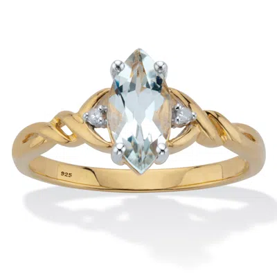 Palm Beach Jewelry .82 Cttw. Marquise Cut Aquamarine 18k Gold Plated Sterling Silver Braided Ring In Multi