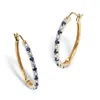 Palm Beach Jewelry .82 Tcw Genuine Midnight Blue Sapphire Hoops In 18k Gold-plated Sterling Silver In Blue