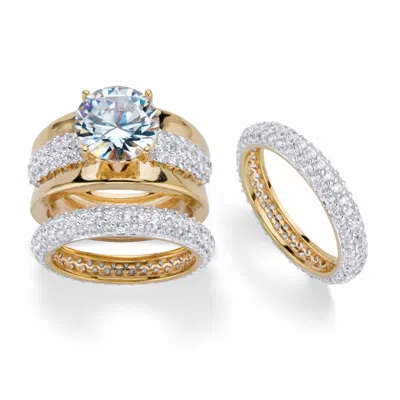 Palm Beach Jewelry 8.26 Cttw. Round Cubic Zirconia 18k Gold-plated Set With Free Bonus Ring In White