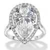 Palm Beach Jewelry 8.33 Tcw Pear-cut Cubic Zirconia Platinum-plated Sterling Silver Halo Ring In White