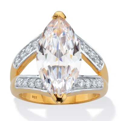 Palm Beach Jewelry 8.34 Cttw Marquise Cut Cubic Zirconia 18k Gold Plated Silver Engagement Ring In White