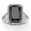 Palm Beach Jewelry 8.34 Tcw Emerald-cut Black Cubic Zirconia Platinum-plated Halo Ring