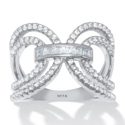 Palm Beach Jewelry .84 Tcw Cubic Zirconia Silvertone Bridge Ring In White
