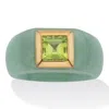 Palm Beach Jewelry .84 Tcw Jade & Peridot Ring 14k Gold-plated Silver In Yellow