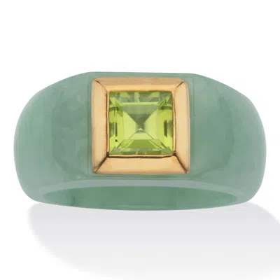 Palm Beach Jewelry .84 Tcw Jade & Peridot Ring 14k Gold-plated Silver In Yellow