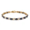 Palm Beach Jewelry 8.44 Tcw Genuine Blue Sapphire 10k Yellow Gold "x & O" Tennis Bracelet 7 1/2"